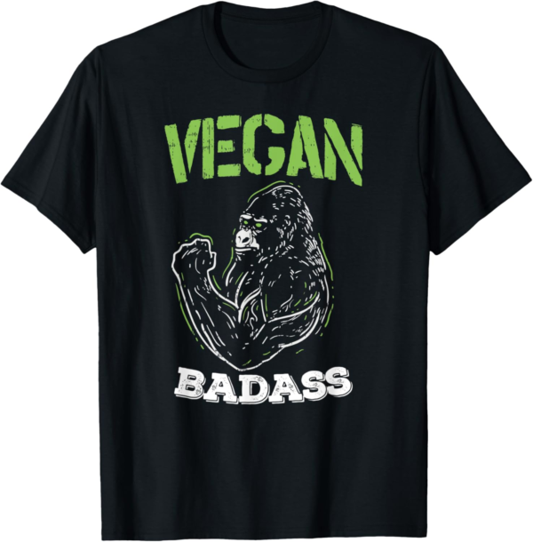 Vegan Badass Plant Powered Muscle Veggie Go Green Fitness T-... - Image 2